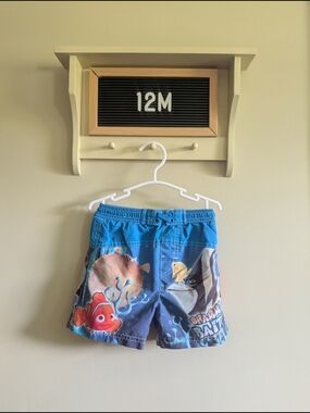 Toddler Finding Nemo Blue Swim Trunks with Shark Bait